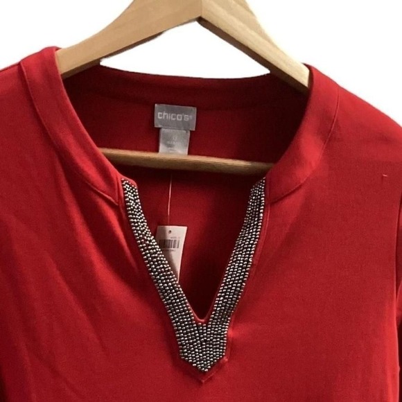 Chico's fabulously red 100% pima cotton tunic size 4 - Picture 2 of 7